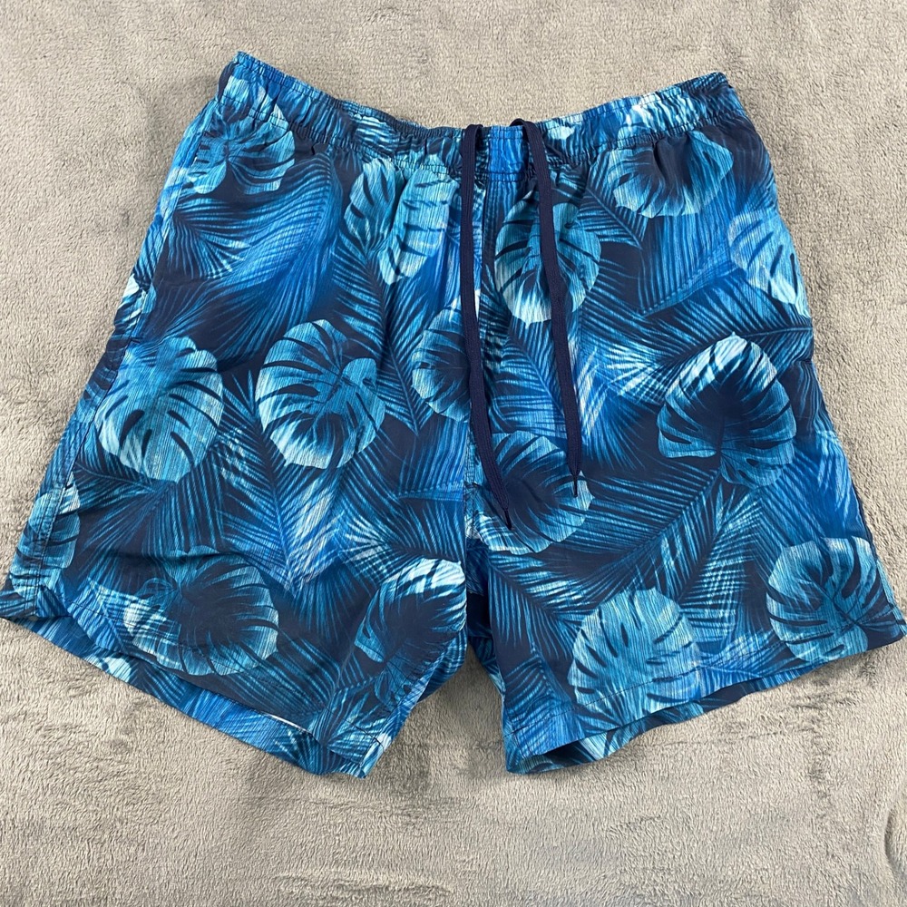Laguna Swim Trunks Mens‎ XL Blue Tropical Leaf Print Mesh Lined Board Shorts